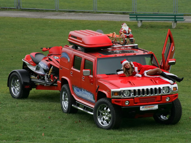 Обои картинки фото новым, годом, автомобили, авто, девушками