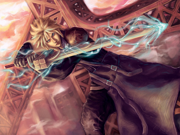 Обои картинки фото аниме, final, fantasy, cloud