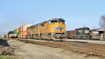 Картинка техника поезда вагоны грузовой состав рельсы локомотив железная дорога