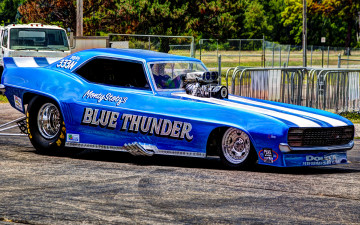 Картинка автомобили hotrod dragster blown ss camaro drag blue