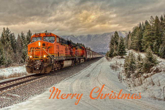 Обои картинки фото техника, поезда, грузовой, состав, вагоны, локомотив, рельсы, железная, дорога