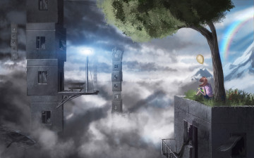 Картинка фэнтези иные+миры +иные+времена дерево мир девочка радуга иной