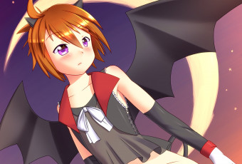 Картинка аниме ангелы +демоны взгляд фон девушка крылья