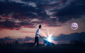 Картинка разное компьютерный+дизайн парень луна the moon repairer vincent bourilhon