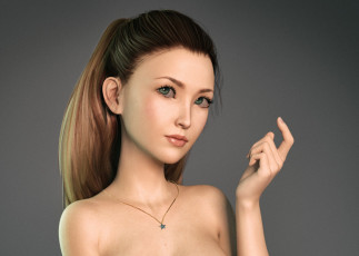 Картинка 3д+графика портрет+ portraits девушка взгляд фон