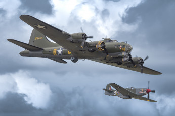 Картинка boeing+b-17g+flying+fortress авиация боевые+самолёты ввс
