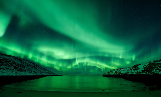 Обои картинки фото природа, северное сияние, простор