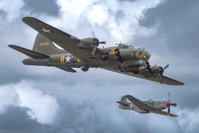 Обои картинки фото boeing b-17g flying fortress, авиация, боевые самолёты, ввс
