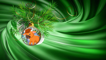 обоя бычок, праздничные, - разное , новый год