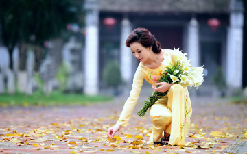 Картинка девушки -+азиатки лилии