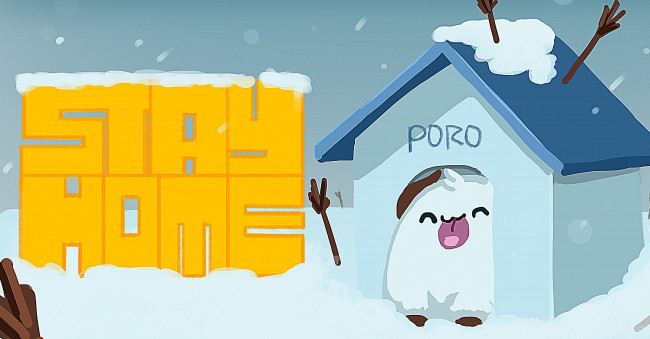 Обои картинки фото видео игры, league of legends, поро, будка, снег