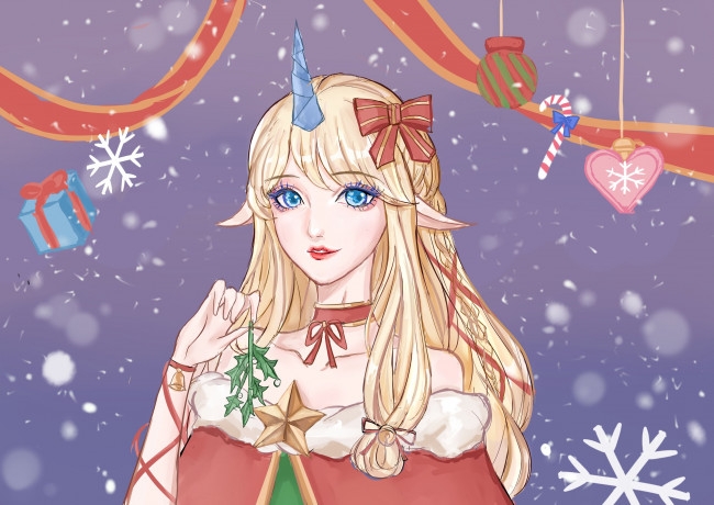 Обои картинки фото видео игры, league of legends, soraka, украшения, снежинки