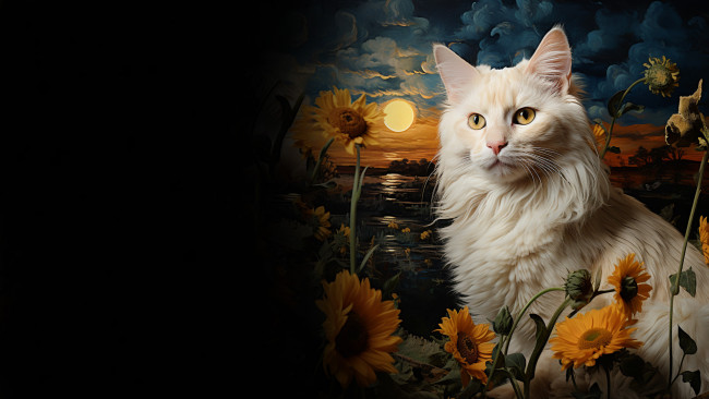 Обои картинки фото рисованное, животные,  коты, нейросети, графика, нейроарт, ai, art, нейронные, сети, рисунки, нейро, искусство