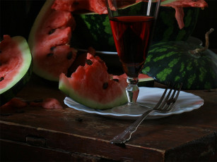 Картинка ира быкова поедание арбуза еда натюрморт