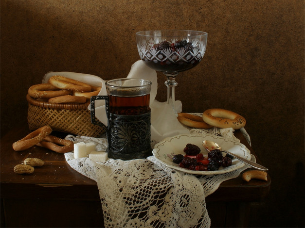 Обои картинки фото ира, быкова, Чай, вареньем, еда, натюрморт