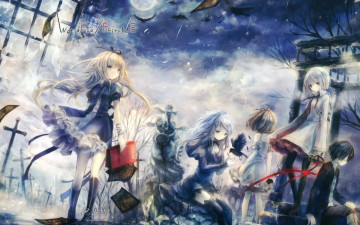 Картинка аниме alice in wonderland дождь слезы птицы стекло ангелы дети