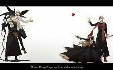 Картинка аниме hetalia axis powers мужчины девушка яблоко оружие страны