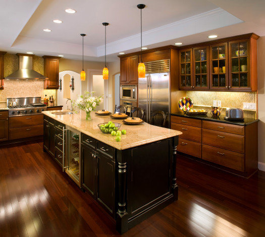 Обои картинки фото интерьер, кухня, мебель, цветы, яблоки