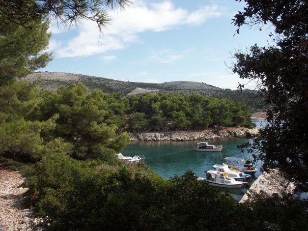 Обои картинки фото корабли, катера, река, берег