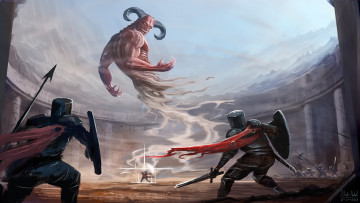 Картинка фэнтези демоны магия демон рыцари арена колизей