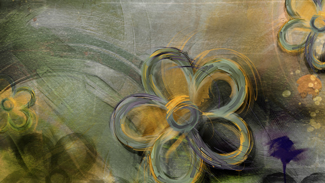 Обои картинки фото разное, компьютерный дизайн, зелёные, цветы, нарисованные, желто