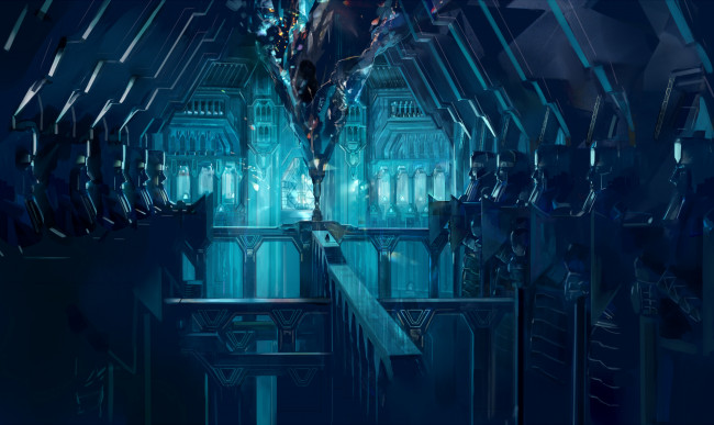 Обои картинки фото фэнтези, иные миры,  иные времена, мир, иной, фантастика, будущее, кристалл, зал, комплекс
