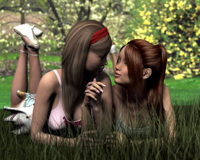 Картинка 3д+графика люди+ people лето фон девушки взгляд