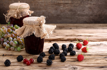 Картинка еда мёд +варенье +повидло +джем ежевика малина виноград варнье банки