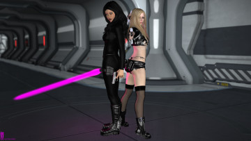 Картинка 3д+графика фантазия+ fantasy оружие взгляд девушки фон