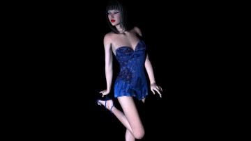 Картинка 3д+графика люди+ people взгляд платье фон девушка