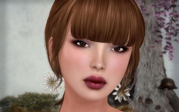 Картинка 3д+графика портрет+ portraits фон взгляд девушка