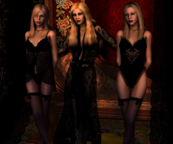 Обои картинки фото 3д графика, люди , people, фон, взгляд, девушки