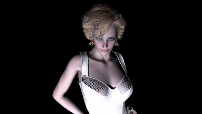 Обои картинки фото 3д графика, люди , people, блондинка, фон, взгляд, девушка