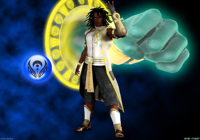 Обои картинки фото 3д графика, фантазия , fantasy, взгляд, мужчина, фон, символ