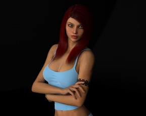 Картинка 3д+графика люди+ people фон взгляд рыжая девушка