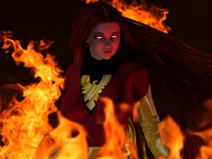 Картинка 3д+графика существа+ creatures огонь фон взгляд девушка