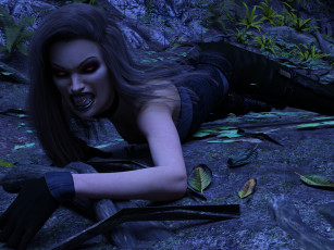 Картинка 3д+графика существа+ creatures вампир девушка взгляд фон
