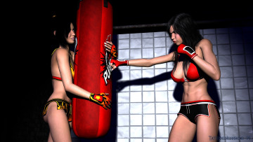 Картинка 3д+графика люди+ people взгляд девушки тренировка фон