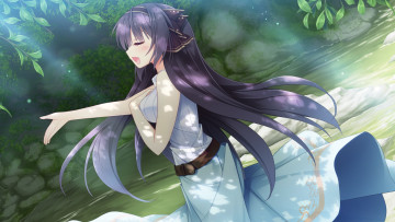 Картинка toki+mountain+tsumugu+yakusoku аниме девушка взгляд фон