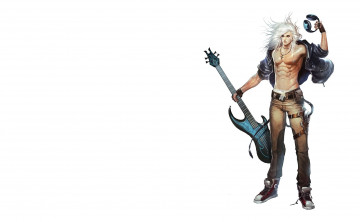 Картинка фэнтези люди музыка наушники гитара парень аниме арт