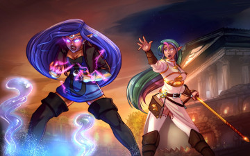 Картинка фэнтези эльфы магия фон взгляд эльфийки