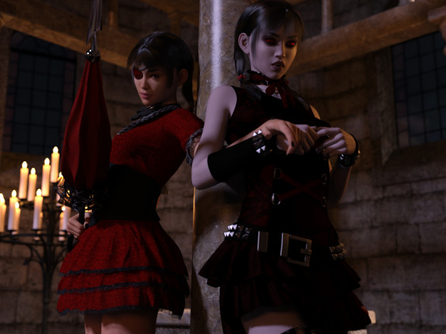 Обои картинки фото 3д графика, люди , people, девушки, фон, взгляд