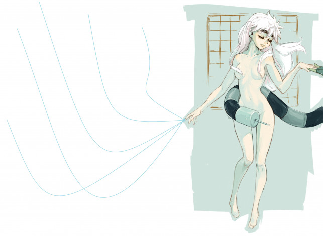 Обои картинки фото аниме, hunter x hunter, камуги, девушка, хвост, арт