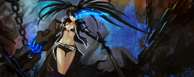 Обои картинки фото аниме, black rock shooter, black, rock, shooter, kuroi, mato, hanshu