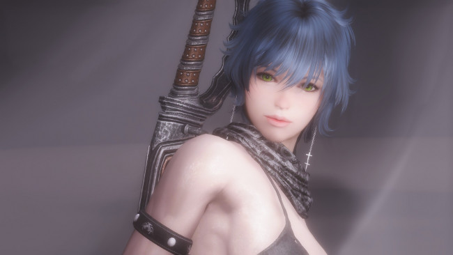 Обои картинки фото 3д графика, портрет , portraits, фон, взгляд, девушка