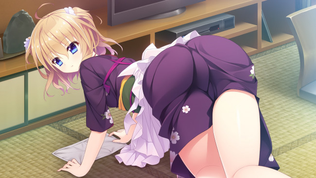 Обои картинки фото toki mountain tsumugu yakusoku, аниме, девушка, взгляд, фон