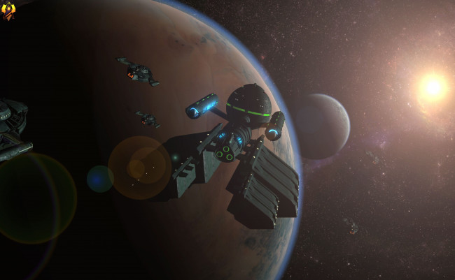 Обои картинки фото космос, арт, планета, вселенная, полет, космический, корабль