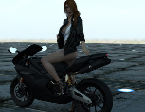 Картинка 3д+графика люди-авто мото+ people-+car+ +moto мотоцикл фон взгляд девушка