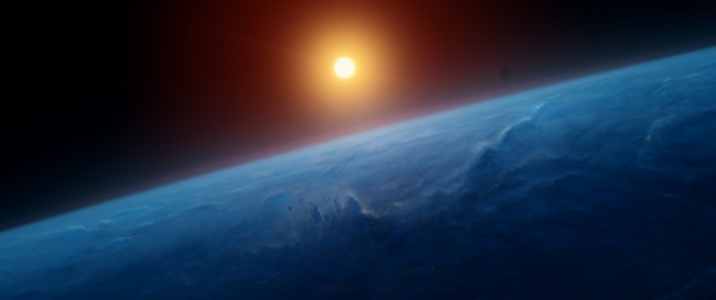 Обои картинки фото космос, солнце, планета, вселенная, звезды