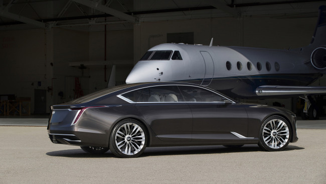 Обои картинки фото cadillac escala concept 2016, автомобили, cadillac, concept, 2016, escala, самолёт, аэродром